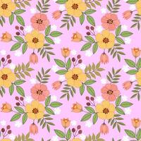 Blooming colorful flowers in seamless pattern. vector