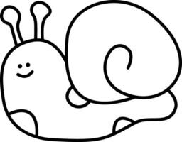 a cute snail doodle hand drawn outline image vector