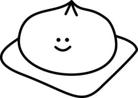 a cute mochi doodle hand drawn outline image vector