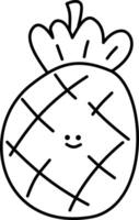 a cute pineapple doodle hand drawn outline image vector