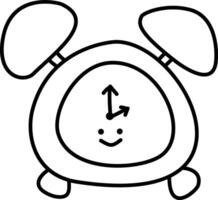 a cute alarm clock doodle hand drawn outline image vector