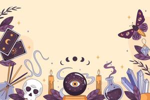 Magic and witchcraft background in hand drawn style vector