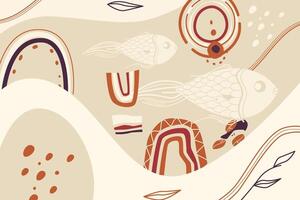 Hand drawn flat boho style background vector