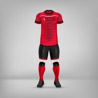 Red and Black Soccer Uniform with Number 5 vector