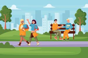People Enjoying a Day in the Park vector