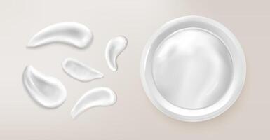 Cosmetic Cream Container with Smears on Light Background vector