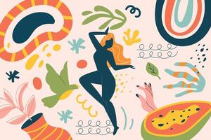 Abstract Dancing Silhouette with Colorful Patterns vector