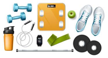 Fitness elements in realistic style vector