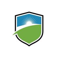 Shield and Sunshine Finance Logo Template Illustration Design. vector