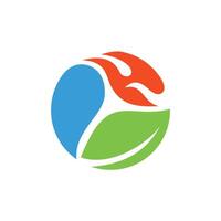 Circle Water Leaf and Fire Logo Template Illustration Design vector