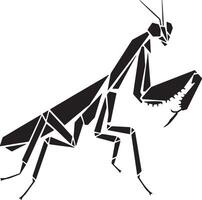 Detailed Black Silhouette of Praying Mantis vector