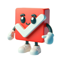 3D Rendering Cartoon Check Mark, Approved and Agree Concept png