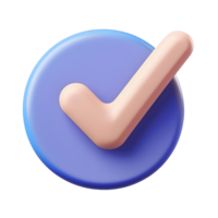 3d Rendering check mark, plastic style png