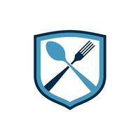 Restaurant Shield Fork and Spoon Icon Logo Template vector