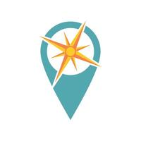 Compass Rose Pin Locator Template Illustration Design. vector