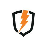 Thunderbolt Shield Logo Template Illustration Design vector