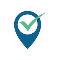 Point Map Icon Logo Template - Check Mark Illustration Design vector