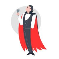 Vampire Indulging in a Drink from a Silver Goblet vector