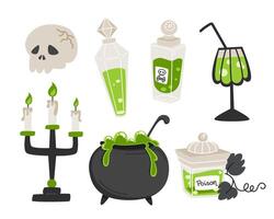 Green Witch Potion Elements Set vector