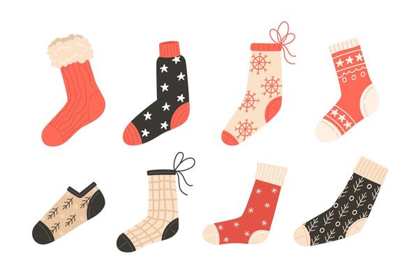 Set of Christmas Stockings with Festive Patterns