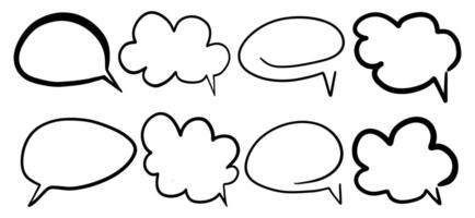 Set of hand-drawn speech bubbles in black vector