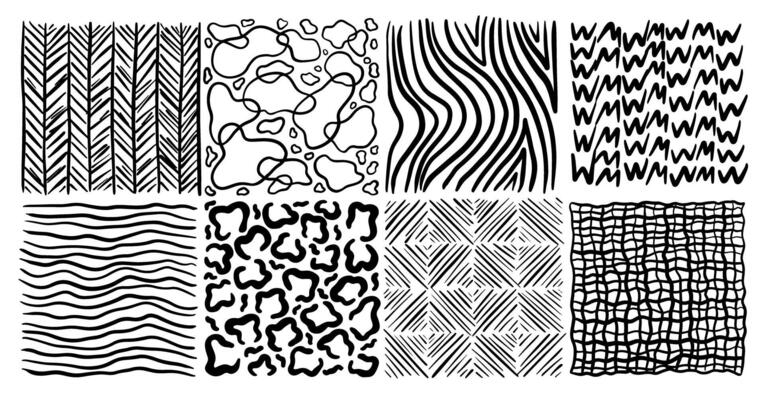 Set of abstract black and white patterns