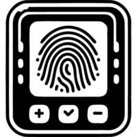 Portable fingerprint scanning device in monochrome. Simple minimalistic in black ink drawing on white background vector