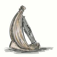 Traditional NTT String music instruments Sasando from Indonesia sketch lineart vector