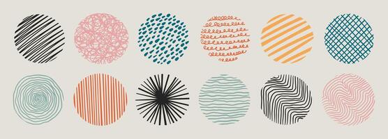 Set of Hand-drawn round Abstract shapes. Trendy Simple illustration vector