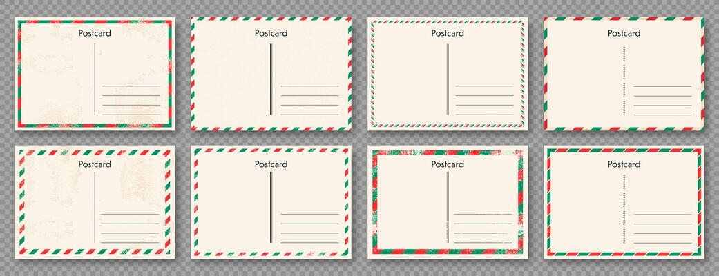 Postcard Frames set. Vintage postcard with paper texture. Postal card blank design