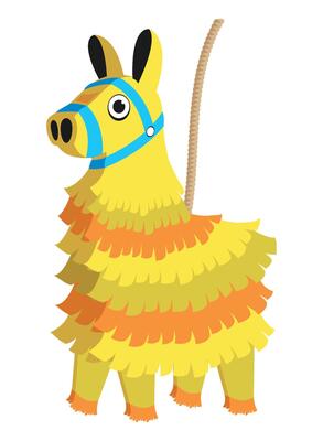 mexican pinata yellow llama isolated