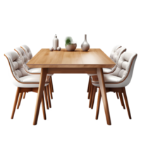 Dinning table with chairs on transparent background png