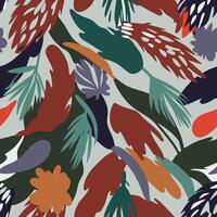 A colorful pattern with leaves and flowers vector