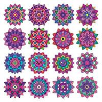 A set of colorful flower mandala design vector