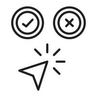 Yes or No button with cursor icon, simple flat icon style vector