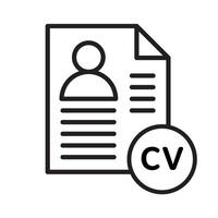 CV icon, simple flat icon curriculum vitae line symbol vector