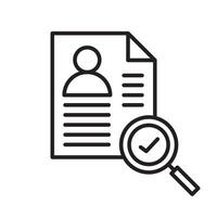Search Profile Icon, recruiter or hiring resume symbol, database for cv or curriculum vitae vector