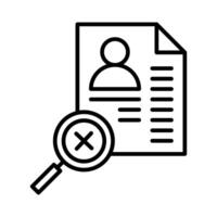 rejected CV icon, failed document submission. illustration on a transparent background. vector