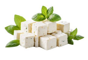Cube size Feta cheese isolated on a transparent background png