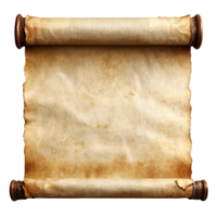 Ancient parchment scroll on transparent background png