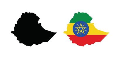 Ethiopia Map. Map of Ethiopia with national Flag. vector
