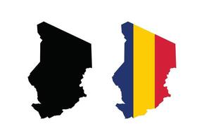 Chad Map. Map of Chad with National Flag. vector