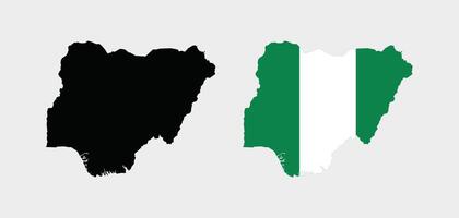 Nigeria Map. Map of Nigeria with national Flag. vector