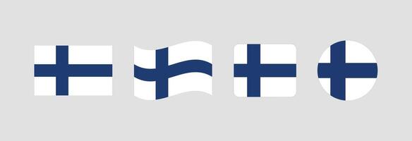 Finland flag. Set of Finland Flags Collection. vector