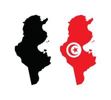Tunisia Map. Map of Tunisia with national Flag. vector