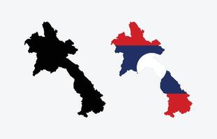 Laos Map. Map of Laos with National Flag. vector