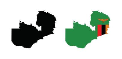 Zambia Map. Map of Zambia with national Flag. vector
