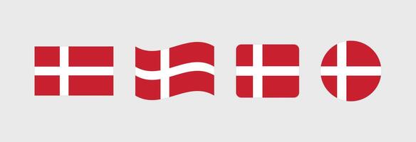 Denmark flag. Set of Denmark Flags Collection. vector