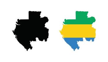 Gabon Map. Map of Gabon with national Flag. vector