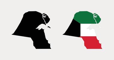 Kuwait Map. Map of Kuwait with National Flag. vector